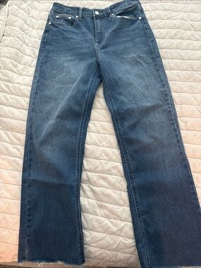 Oat New York Wide-Leg Jeans in Dark Blue Denim